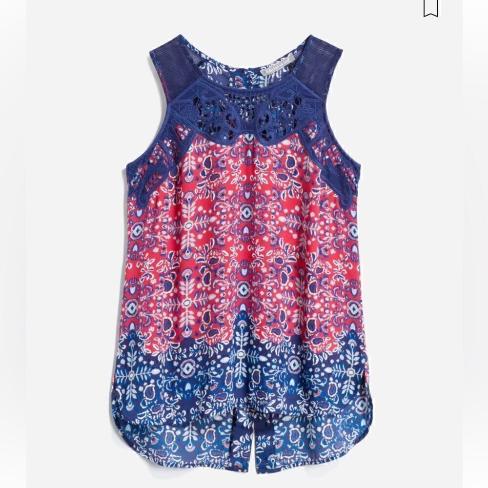 Pale sky blue and red tank